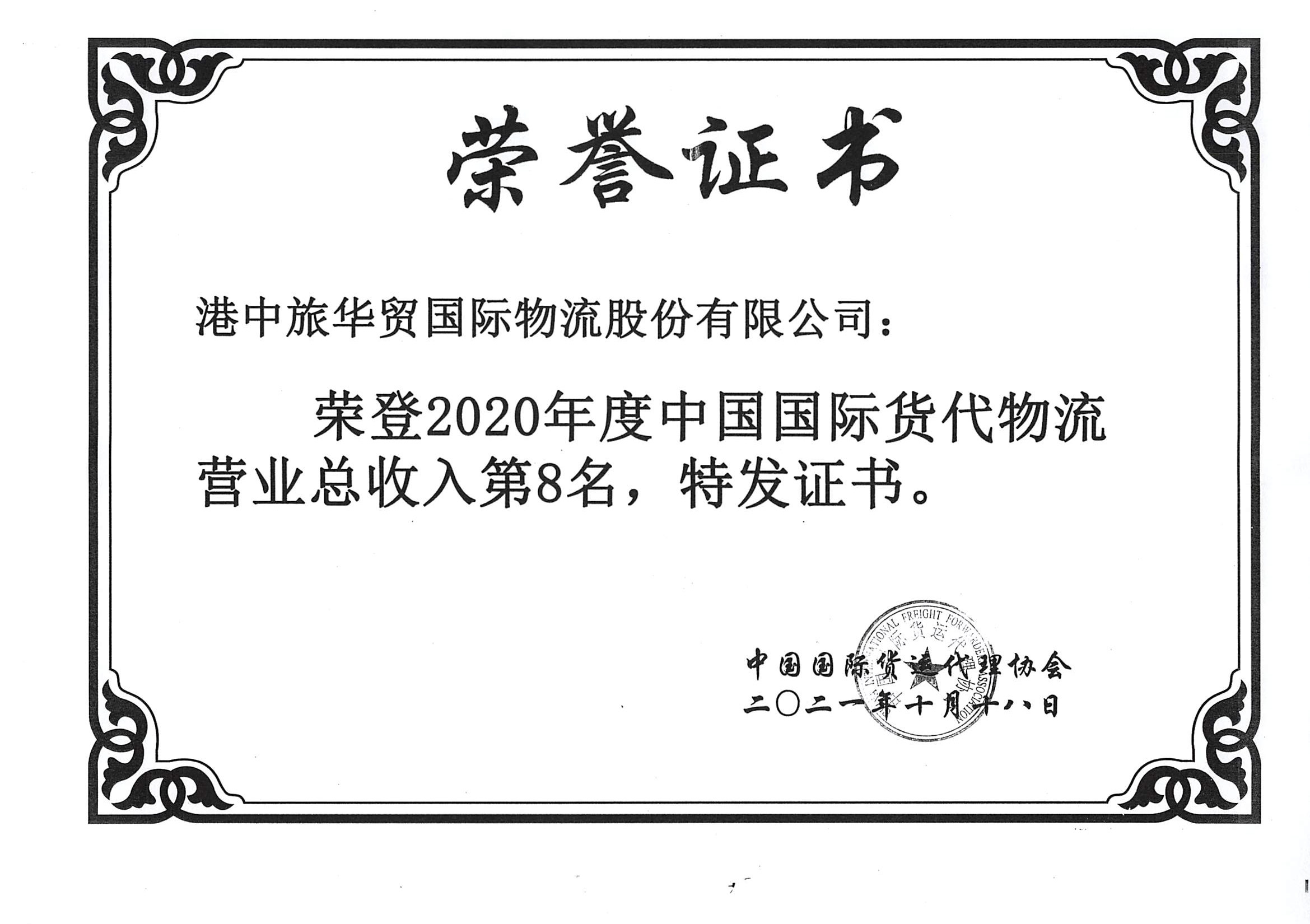 中国国际货代乐竞体育app下载安装最新版百强综合第8名